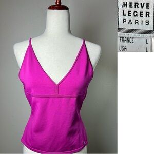 HERVE LEGER Paris Contour Tank Top L Stretchy Babydoll Strappy Cropped RN‎ 80734
